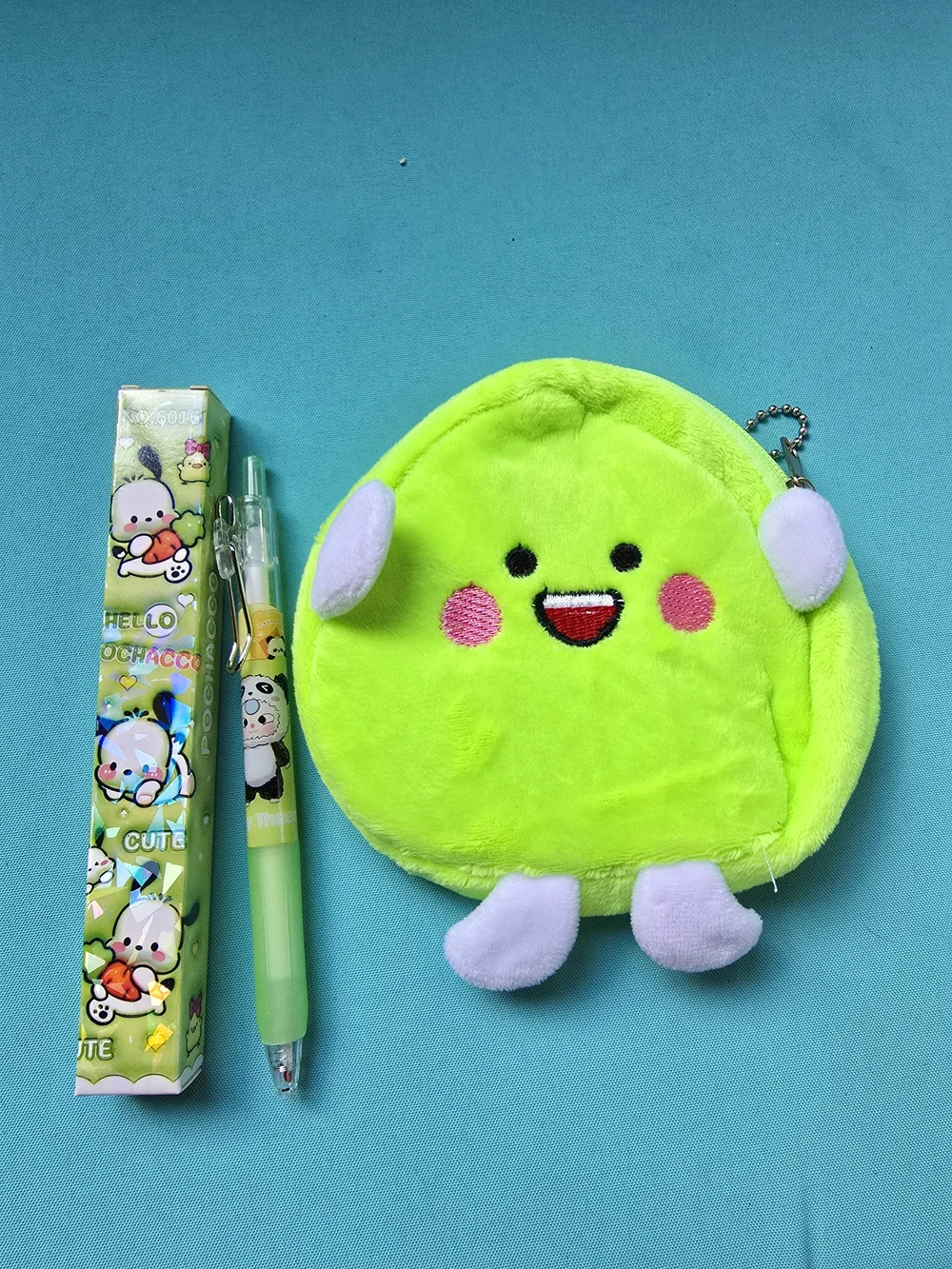 Pochacco Sanrio Pen & Green Lime Zipper Pouch